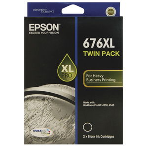 Epson DURABrite Ultra 676XL Black High Yield Ink Cartridge - Twin Pack