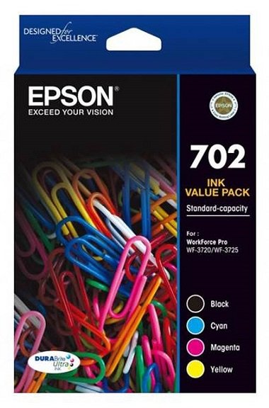 Epson DURABrite Ultra 702 Ink Cartridge Value Pack - Black, Cyan, Magenta, Yellow