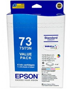 Epson DURABrite Ultra 73N Ink Cartridge Value Pack - Black, Cyan, Magenta, Yellow