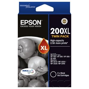 Epson DURABrite Ultra 200XL Black High Yield Ink Cartridge - Twin Pack