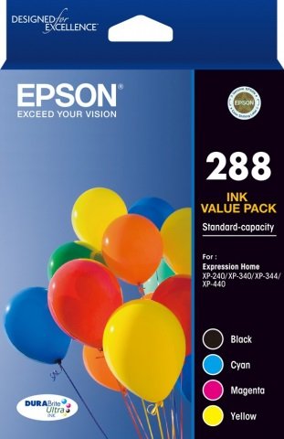Epson DuraBrite Ultra 288 Ink Cartridge Value Pack - Black, Cyan, Magenta & Yellow