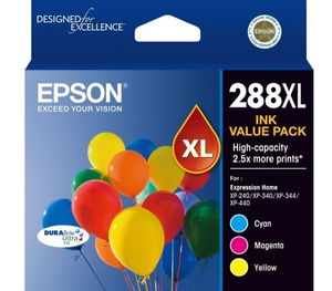 Epson DuraBrite Ultra 288XL High Yield Ink Cartridge Value Pack - Cyan, Magenta & Yellow