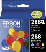 Epson DuraBrite Ultra 288XL High Yield Ink Cartridge Value Pack - Black, Cyan, Magenta & Yellow