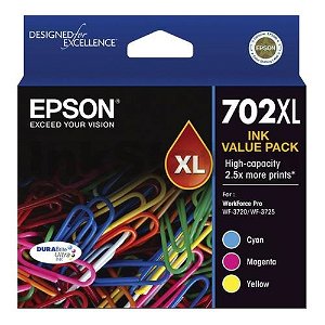 Epson DuraBrite Ultra 702XL High Yield Ink Cartridge Value Pack - Cyan Magenta Yellow
