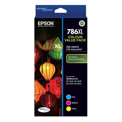 Epson DURABrite Ultra 786XL High Yield Ink Cartridge Value Pack - Cyan Magenta Yellow