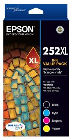 Epson DuraBrite Ultra 252XL High Yield Ink Cartridge Value Pack - Black, Cyan, Magenta, Yellow