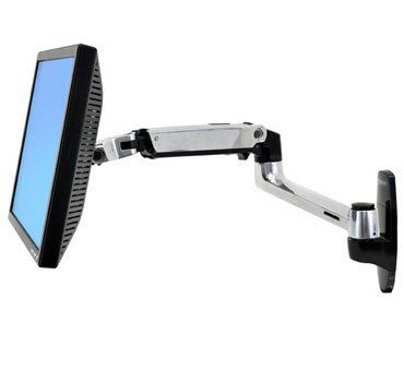 Ergotron LX Wall Mount LCD Display Arm Polished Aluminium Max size 24 inch Max weight 9.1kg
