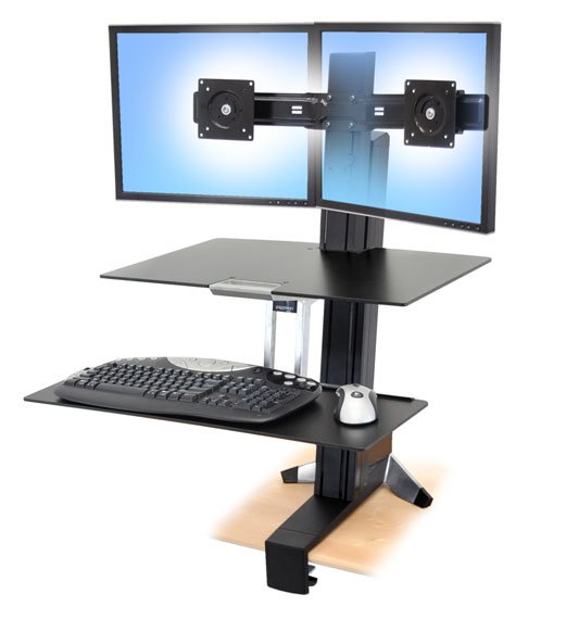 Ergotron WorkFit-S Height-Adjustable Dual with Worksurface+ Display Stand