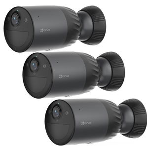 EZVIZ BC1C 4K 8MP 2.8mm Wire-Free Stand Alone IP65 Bullet Security Camera - 3 Pack + FREE Solar Panel