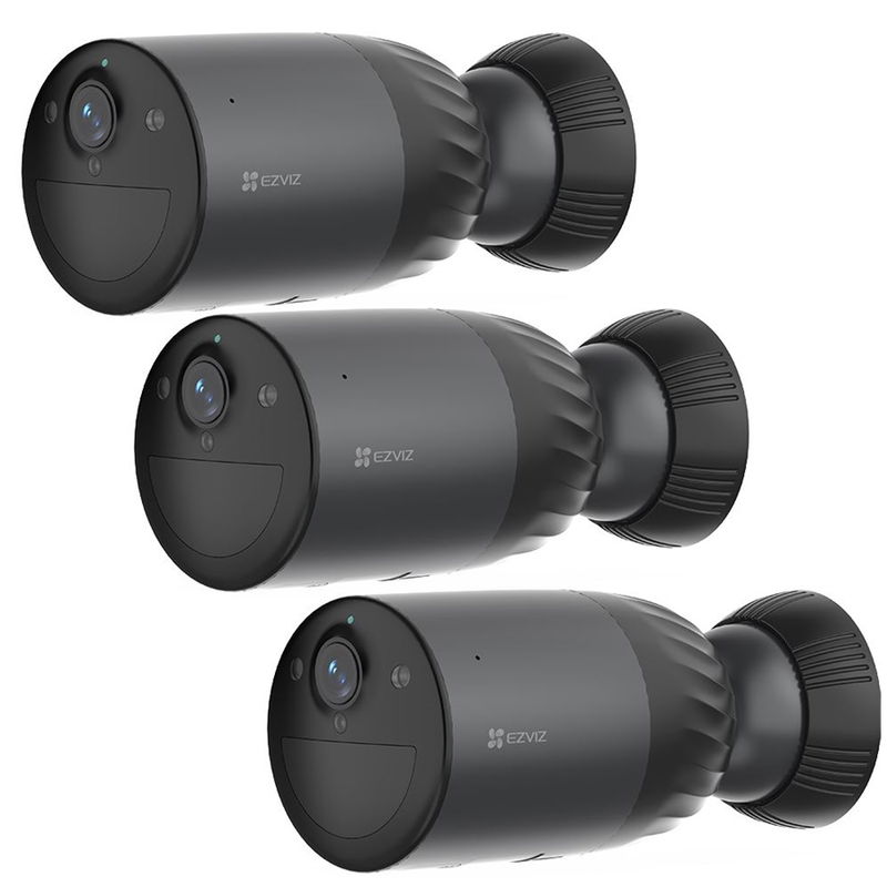 EZVIZ BC1C 4K 8MP 2.8mm Wire-Free Stand Alone IP65 Bullet Security Camera - 3 Pack + FREE Solar Panel