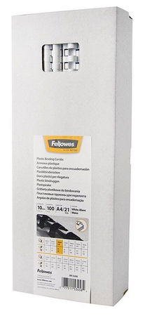 Fellowes 10mm Plastic Binding Combs White - 100 Pack
