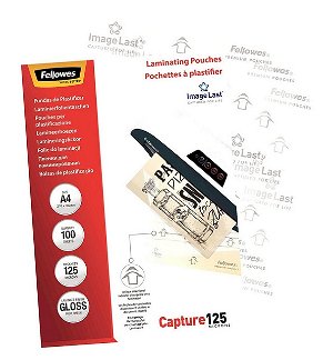 Fellowes A4 125 Micron Gloss Laminating Pouches - 100 Pack