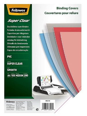 Fellowes A4 200 Micron Binding Covers Clear - 100 Pack