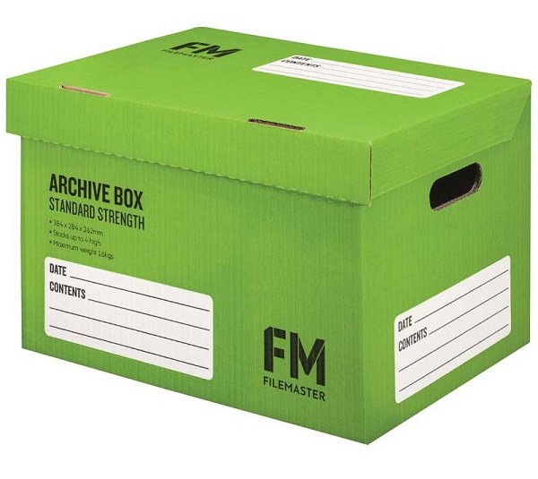 File Master 384 x 284 x 262mm Green Archive Box Standard Strength