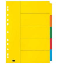 view File Master A4 Cardboard Indices Coloured - 5 Tab