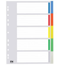view File Master A4 Polypropylene Indices Coloured - 5 Tab