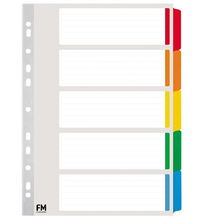 view File Master A4 Reinforced Cardboard Indices Coloured - 5 Tab