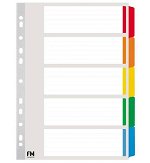 File Master A4 Reinforced Cardboard Indices Coloured - 5 Tab