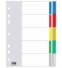 view File Master A5 Polypropylene Indices Coloured - 5 Tab
