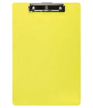 File Master Foolscap Transparent Plastic Clipboard - Neon Yellow
