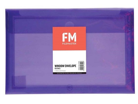 File Master Polypropylene Reusable Window Envelope - Purple