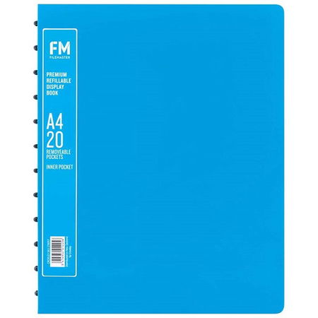 File Master Premium Refillable Display Book Ice Blue - 20 Pocket