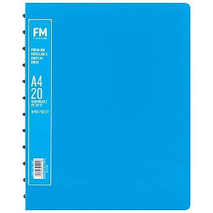 File Master Premium Refillable Display Book Ice Blue - 20 Pocket
