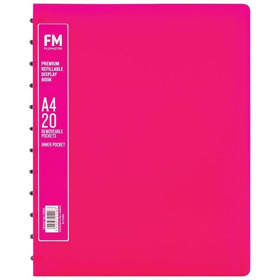 File Master Premium Refillable Display Book Shocking Pink - 20 Pocket