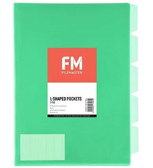File Master A4 5 Tab Presentation Folder Green - 5 Pack
