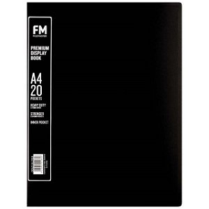 File Master A4 Premium Display Book Black - 20 Pocket