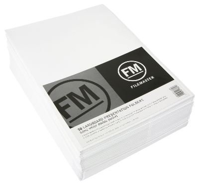 File Master Single Pocket A4 Presentation Folder 50 Pack White