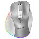 Genius Ergo 9000S Pro Silent Ergo RGB Bluetooth 2.4GHz Optical Wireless Mouse - Silver