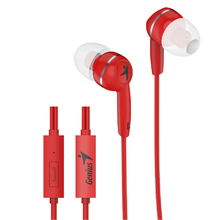 view Genius HS-M320 3.5mm In-Ear Wired Stereo Earphones with In-line Mic - Red