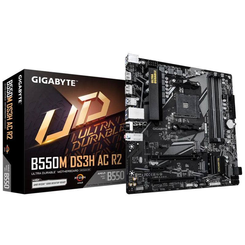 Gigabyte B550M DS3H AC R2 AMD AM4 B550 mATX RGB Wi-Fi Motherboard
