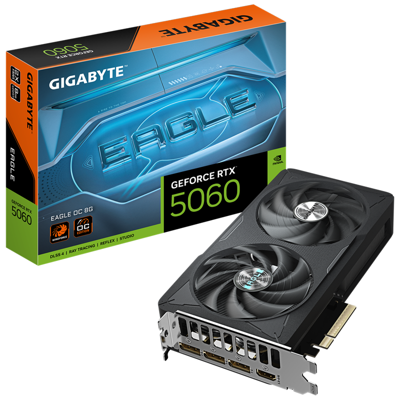 Gigabyte GeForce RTX 5060 EAGLE OC 8G 8GB GDDR7 NVIDIA Graphics Card - DisplayPort, HDMI