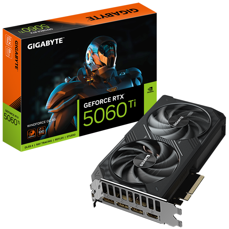 Gigabyte GeForce RTX 5060 Ti WINDFORCE OC 8G 8GB GDDR7 NVIDIA Graphics Card - DisplayPort, HDMI