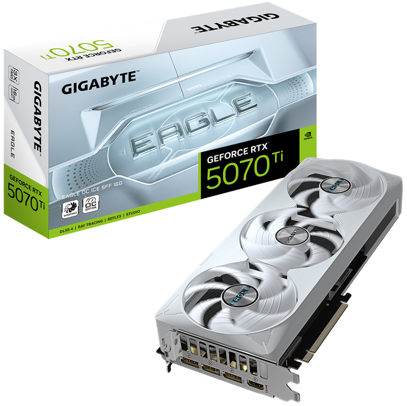 Gigabyte GeForce RTX 5070 Ti EAGLE OC ICE SFF 16G 16GB GDDR7 NVIDIA Graphics Card - DisplayPort, HDMI