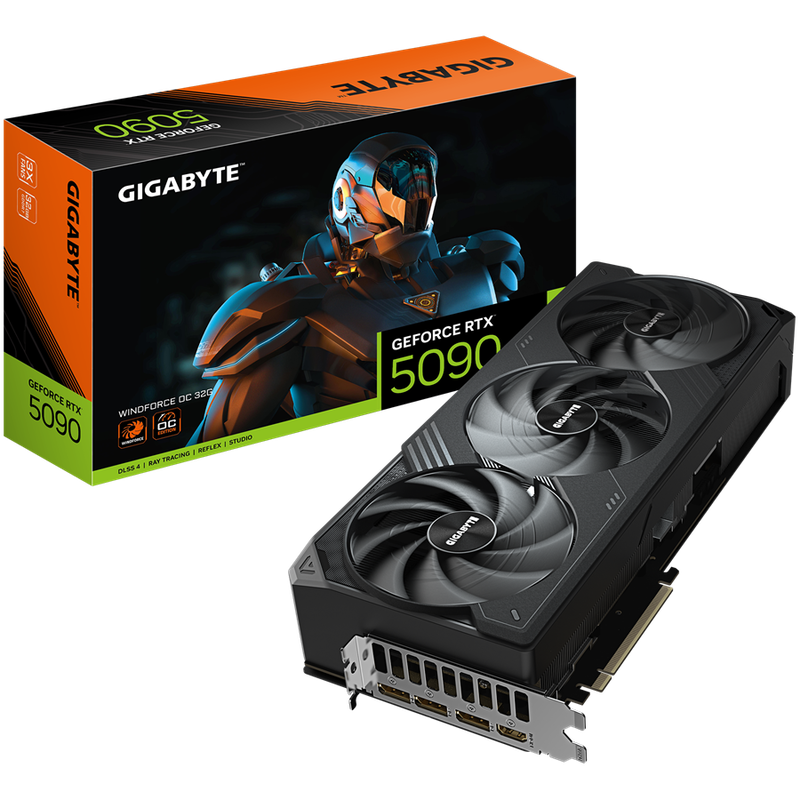 Gigabyte GeForce RTX 5090 WINDFORCE OC 32G 32GB GDDR7 NVIDIA Graphics Card - DisplayPort, HDMI