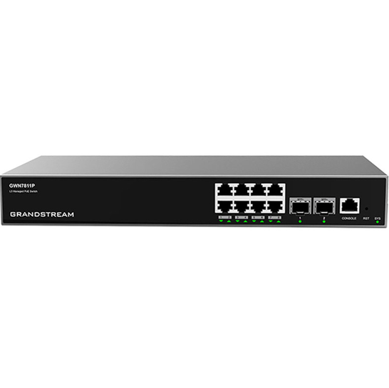 Grandstream GWN7811P 8xGigE 2xSFP+ Layer 3 PoE Managed Switch