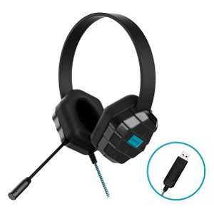 Gumdrop DropTech B2 USB Overhead Wired Stereo Headphones with Microphone - Black