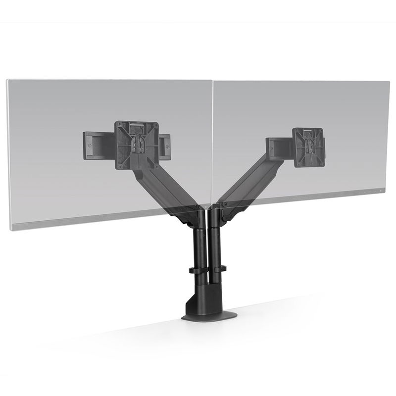 HAT Collective E2 Dual Monitor Desk Mount Bracket for Up to 27 Inch Flat Panel TVs or Monitors - Up to 9kg per Display - Vista Black