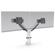 view HAT Collective E2 Dual Monitor Desk Mount Bracket for Up to 27 Inch Flat Panel TVs or Monitors - Up to 9kg per Display - Flat White