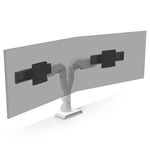 HAT Collective E5 Dual Dynamic Monitor Desk Mount Bracket for Up to 32 Inch Flat Panel TVs or Monitors - Up to 11kg per Display - White