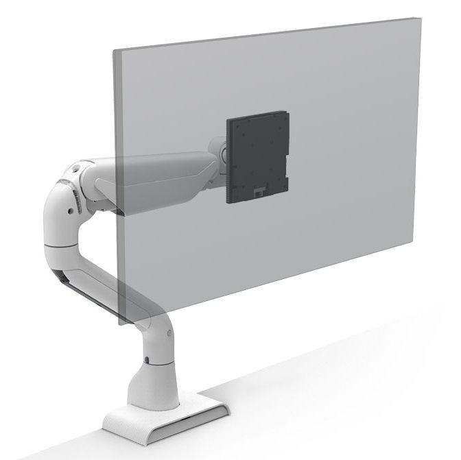 HAT Collective E5 Single Dynamic Monitor Desk Mount Bracket for Up to 49 Inch Flat Panel TVs or Monitors - Up to 20kg - White