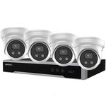 Hikvision AcuSense 4x 6MP 2.8mm IR Fixed Turret Network Camera + 4 Channel POE Network Video Recorder with 2TB HDD Kit