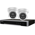 Hikvision AcuSense 2x 6MP 2.8mm IR Fixed Turret Network Camera + 4 Channel POE Network Video Recorder with 2TB HDD Kit