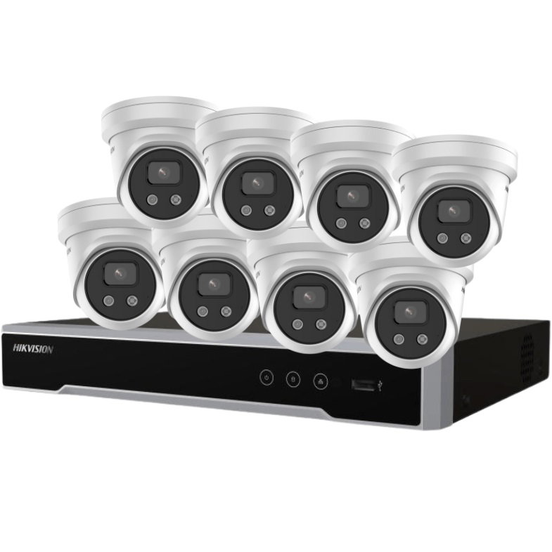 Hikvision AcuSense 8x 6MP Turret Camera + 8-Ch NVR w/ 4TB HDD Kit ...