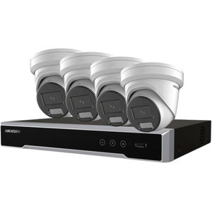 Hikvision ColorVu 4x 6MP 2.8mm IR Fixed Turret Network Camera + 4 Channel POE Network Video Recorder with 2TB HDD Kit