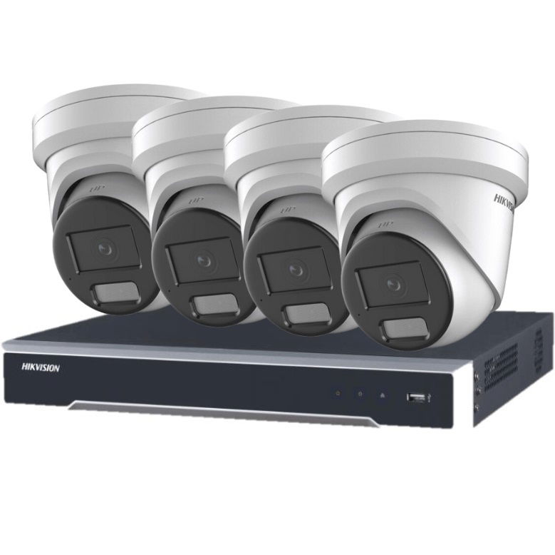 Hikvision ColorVu 4x 6MP 2.8mm IR Fixed Turret Network Camera + 8 Channel POE Network Video Recorder with 4TB HDD Kit