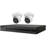 HiLook 2x 6MP 2.8 IR Fixed Turret Network Camera + 4 Channel PoE Network Video Recorder with 1TB HDD Kit